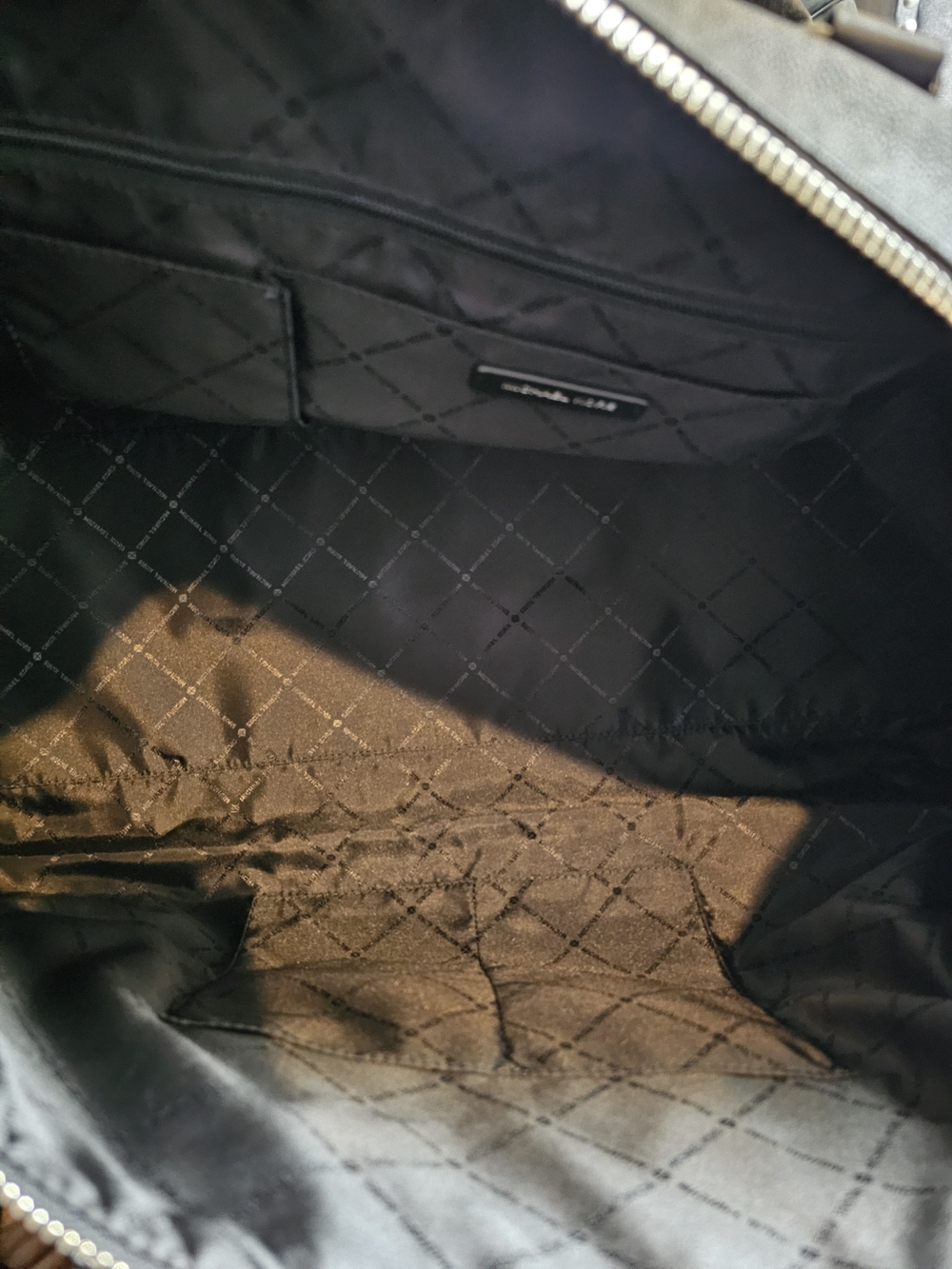 Michael Kors Black Gray MK Monogram Travel Duffel Bag - Picture 11 of 14